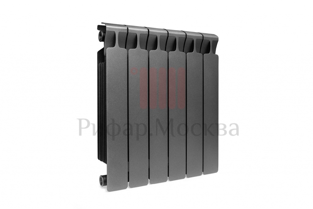 Биметаллический радиатор Rifar Monolit Ventil 350 - 6 секций антрацит нижнее правое подключение