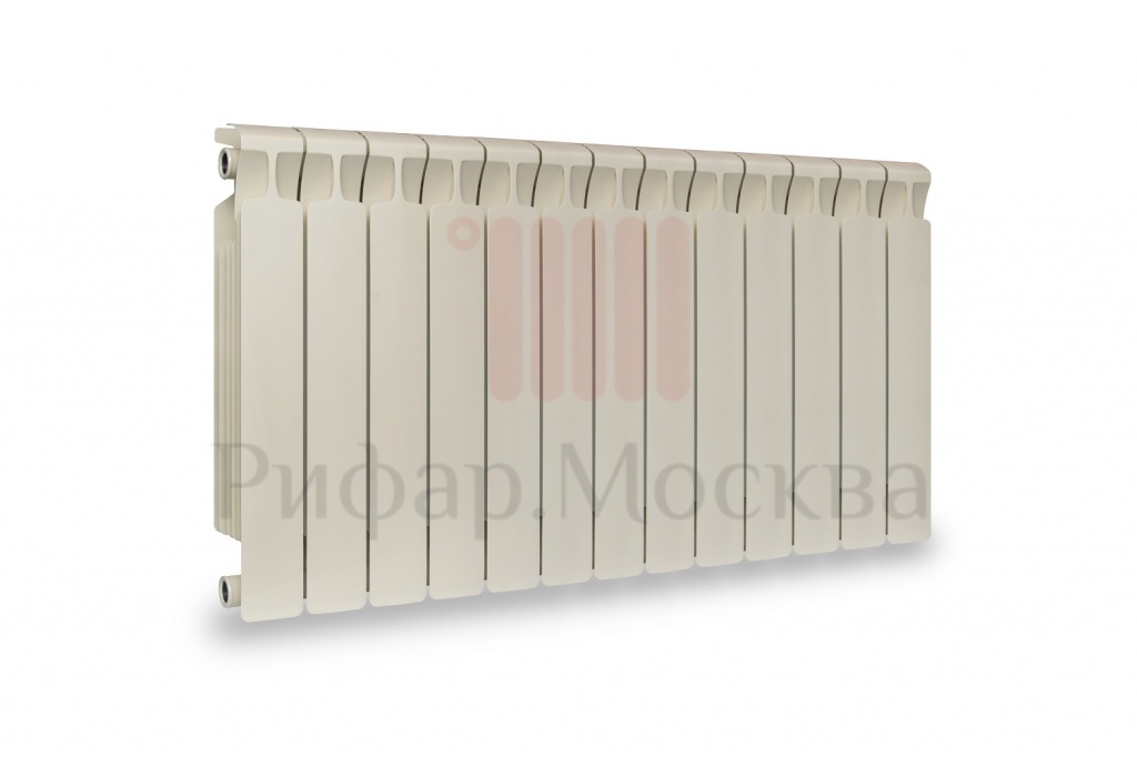 Биметаллический радиатор Rifar Monolit Ventil 350 - 14 секций  айвори нижнее левое подключение