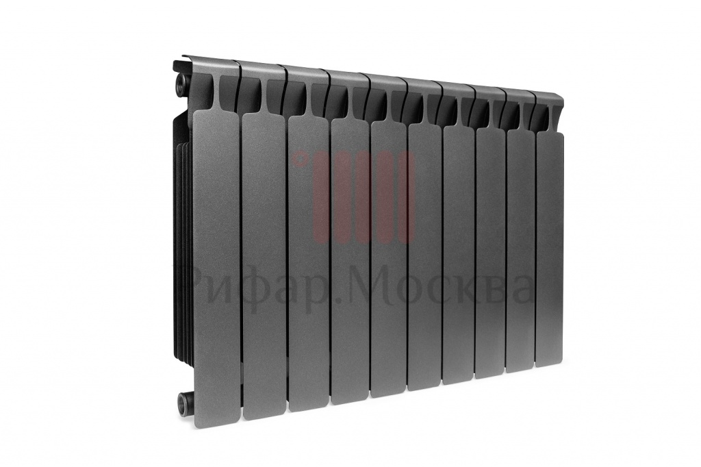 Биметаллический радиатор Rifar Monolit 500 - 10 секции Антрацит