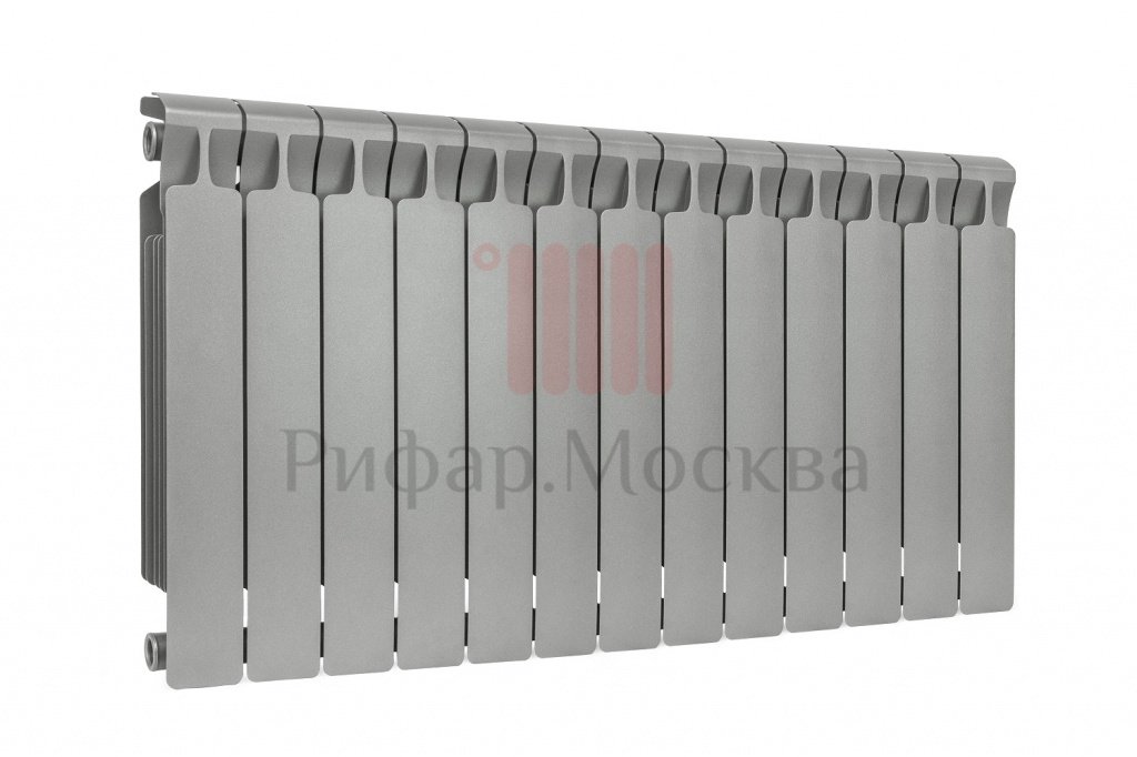 Биметаллический радиатор Rifar Monolit Ventil 350 - 13 секций  титан нижнее левое подключение