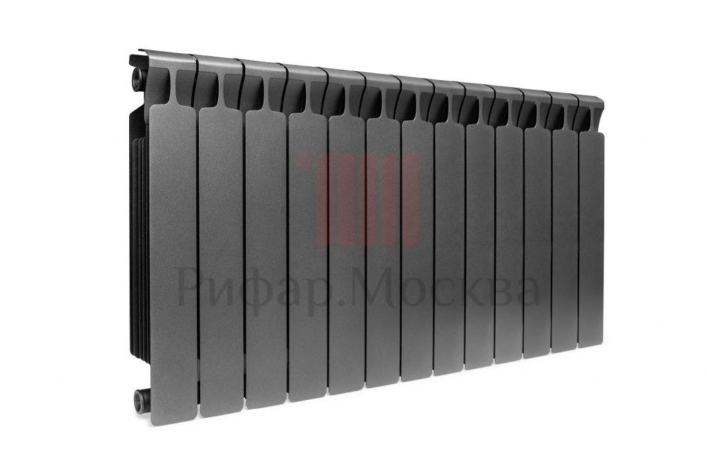 Биметаллический радиатор Rifar Monolit Ventil 350 - 13 секций антрацит нижнее правое подключение